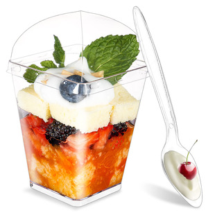 150ml mousse cup trapezoidal square Cup pudding cup Wood Bran Cup tiramisu cup cake Cup transparent square Cup