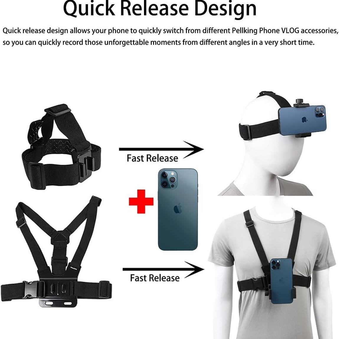 First Person Shooting Set GoPro DJI Mountain Dog Accessories Fixed Mobile Phone Clip J-Clip Chest Strap Headband