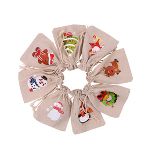 Cross-border direct supply Christmas cotton bag Santa Claus candy packaging bag small gift drawstring bezel gift bag