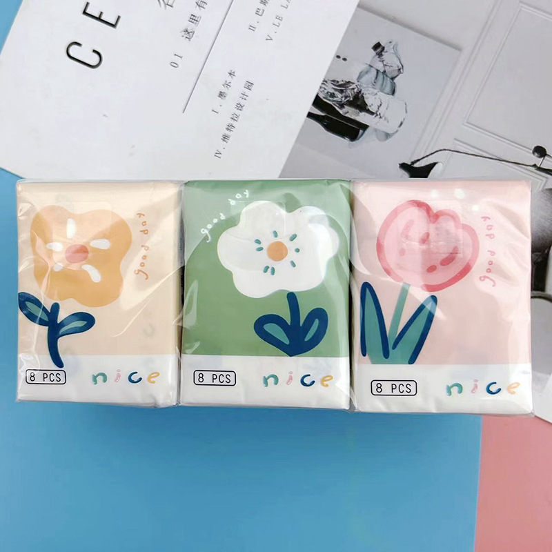 Printed Handkerchiefs Paper Huaguduo Printed Paper Towel Portable Small Pack Paper Facial Tissue Toilet Paper Colorful Napkin Toilet Paper