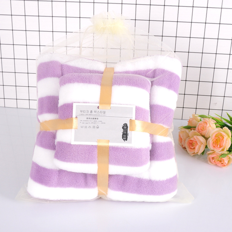 Hot sale wholesale wide strip high density coral fleece bath towel beach towel back gift welfare Foreign Trade logo delivery