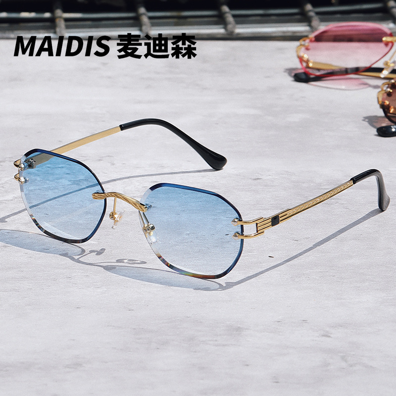 Jeter 8102 European and American Trimmed Sunglasses Fashion Marine Glasses Masonry Trimmed Rimless Sunglasses