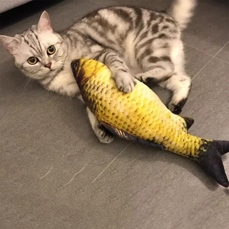 Cross-border Pet Cat Cat Toy Plush Muppet Cat Doll Self-hi Biting Molar Cat Simulation Mint Fish