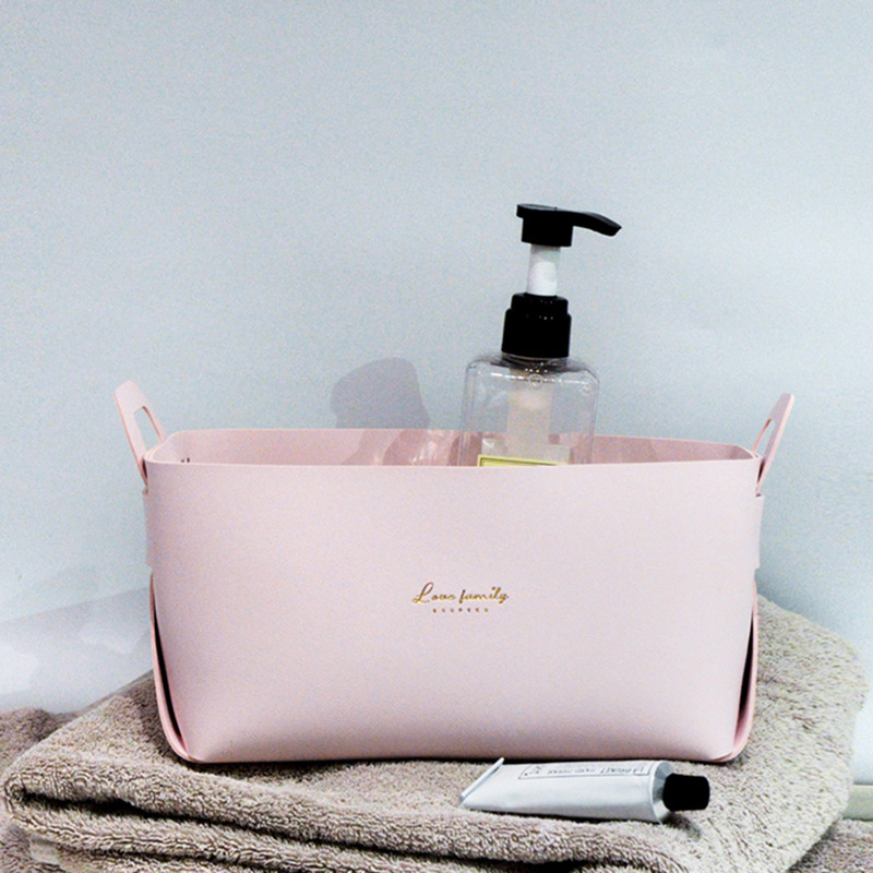 Nordic Style Light Luxury Fashionable Retro PU Leather Simple Printed Bilateral Card Slot Foldable Portable Bare Edge Storage Basket