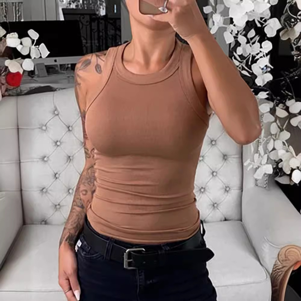 European and American foreign trade women's wish Amazon new summer solid color sleeveless slim top small vest women