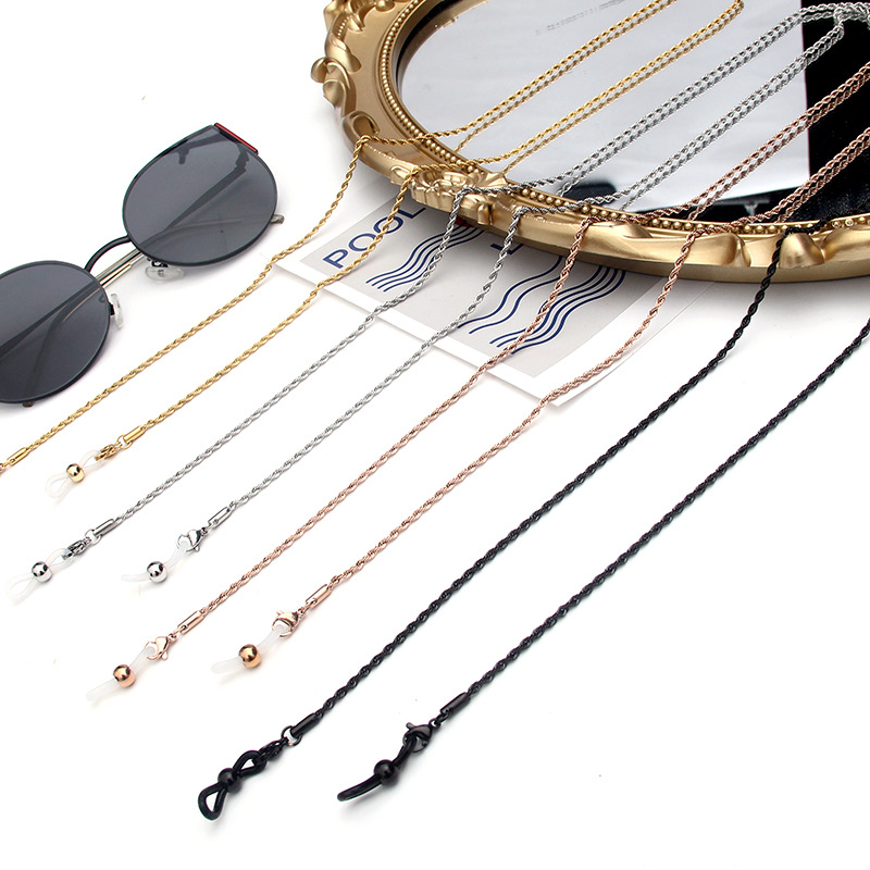 Twist stainless steel non-fading mask chain titanium steel glasses chain Women's neck male mask rope chain high-end sense
