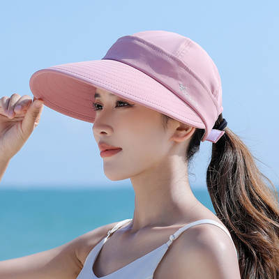 Summer Women's sun hat UV protection beach sun hat cycling windproof hat empty top removable sun hat big brim