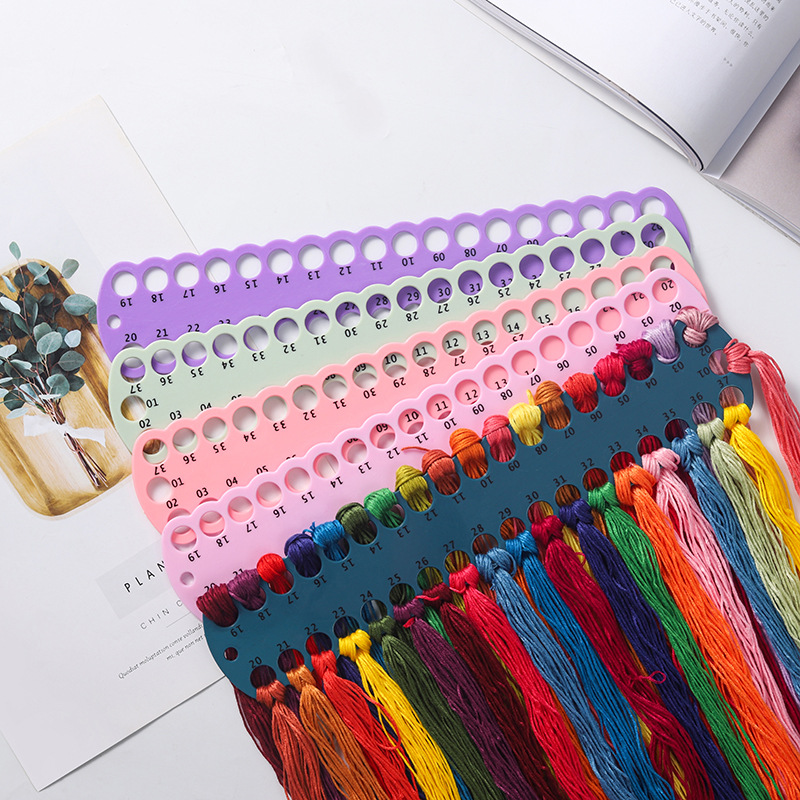 Cross stitch tools embroidery thread finishing storage plastic threading board 37 holes colorful plastic wire Board cross stitch winding board