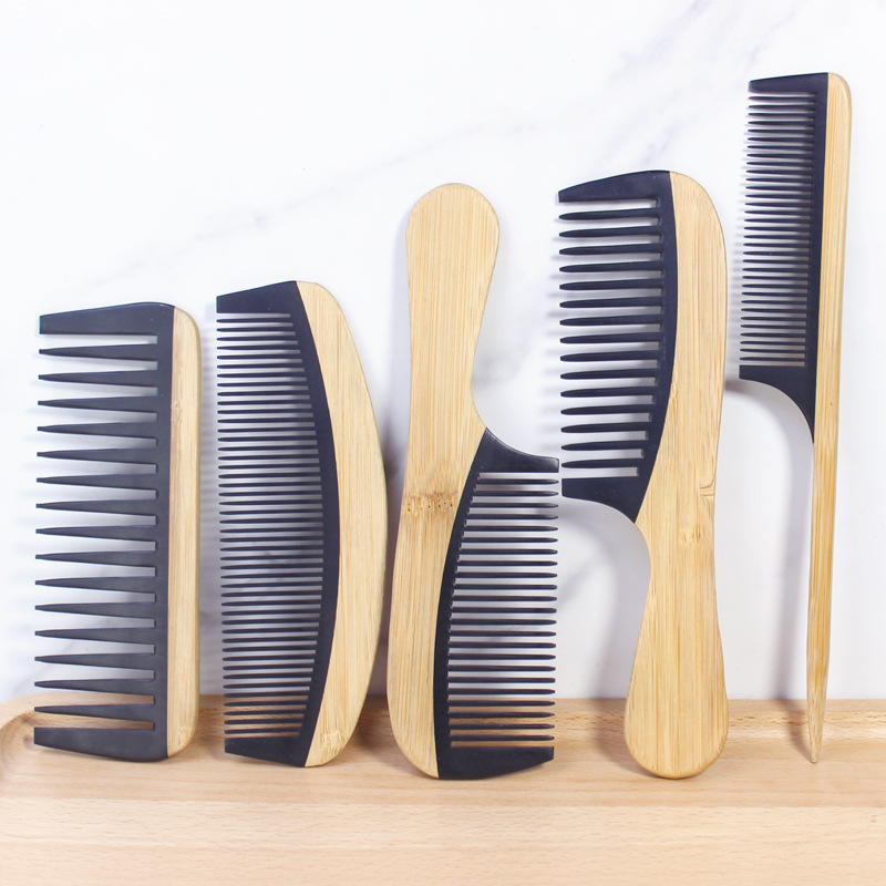 Phyllostachys pubescens flat comb stitching bakelite wide tooth comb anti-static bamboo comb hair portable home hairdressing pointed comb
