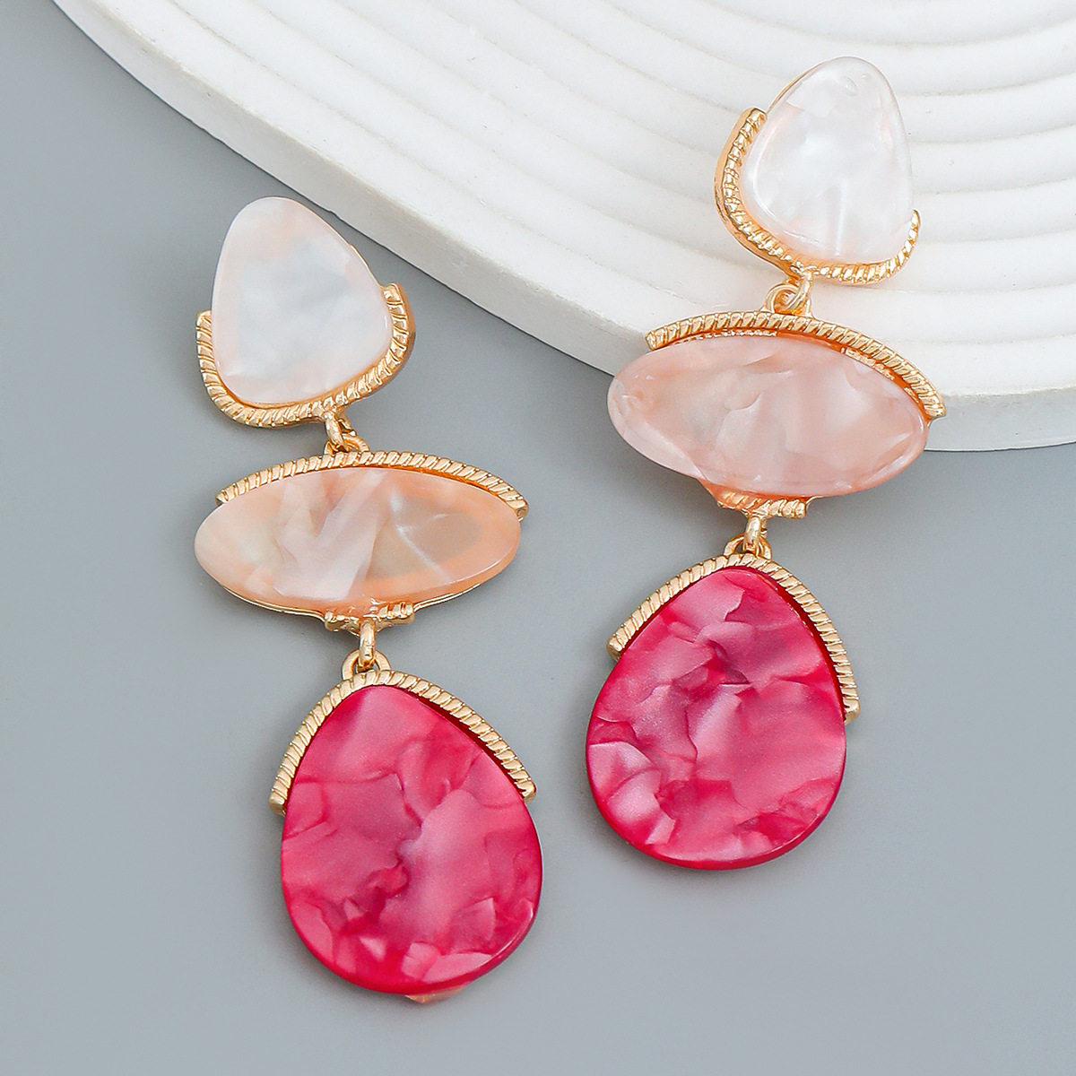 2023夏季新款醋酸板材耳環歐美耳飾女多層幾何形耳墜批發earrings