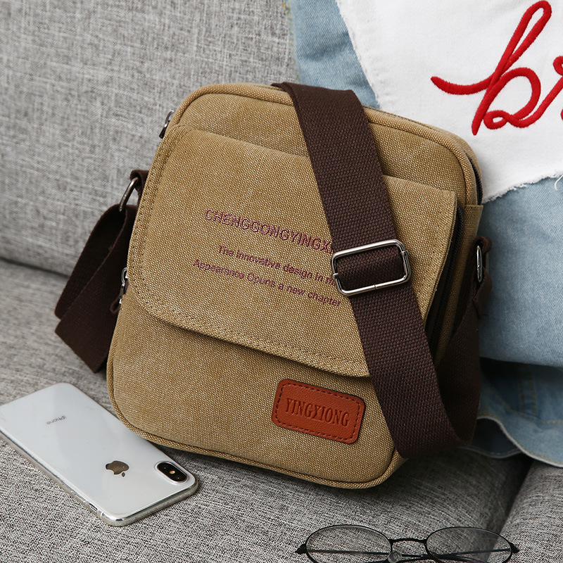 New Men's Canvas Bag Shoulder Bag Korean Casual Canvas Men's Bag Business Crossbody Bag Small Cross Bag Backpack
