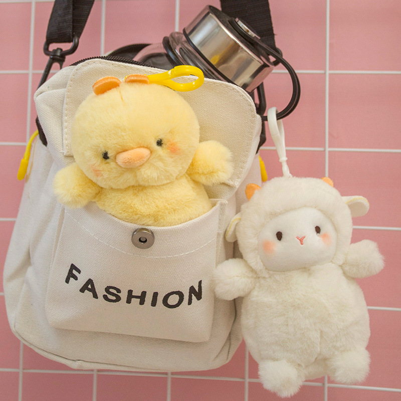 Lovely cute lamb key chain rabbit fur grabber plush doll backpack key decorative buckle plush toy direct supply