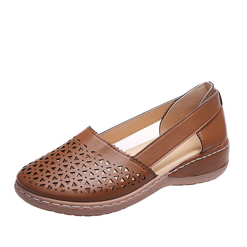 wish Foreign Trade New Hole Shoes 2023 Summer European and American Women's Shoes Round Toe Wedge Cross-border Large Size Flat Women's Sandals
