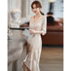 Fishtail Evening Dress Women's High-end Niche High-end Elegant Socialite Light Luxury Small Sequin Host Dress