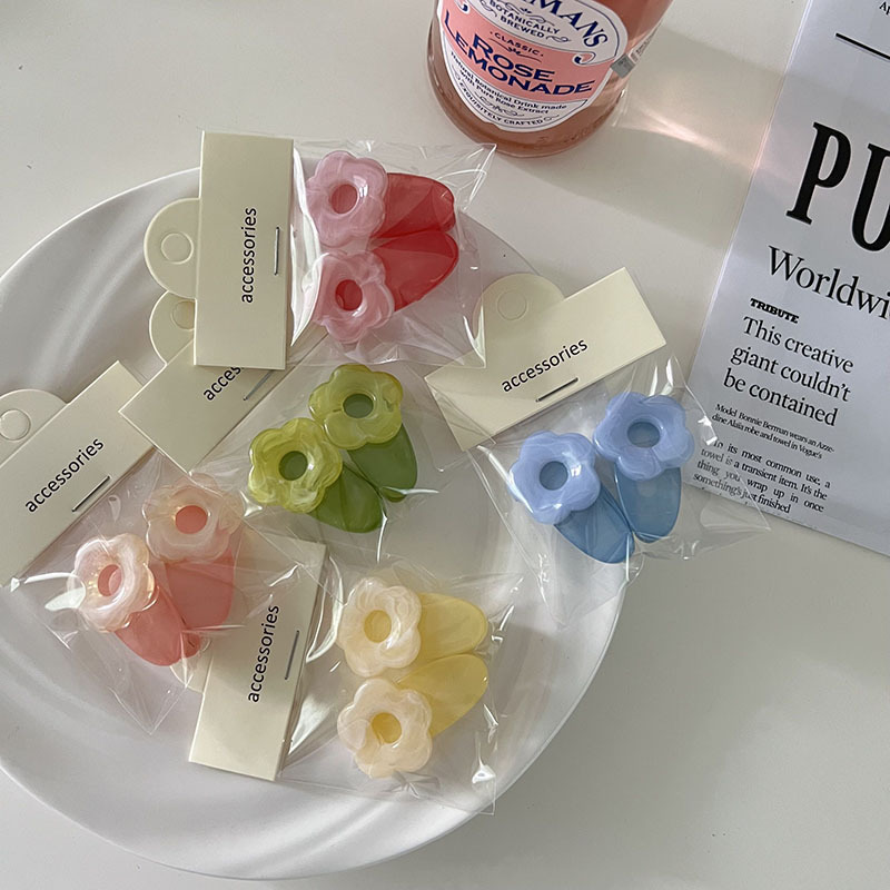 2er-Pack ~ Koreanische INS Bunte Macaron Süße Blume Gebrochene Haarnadel Entenschnabelclip Haarnadel Pony Seitliches Haar-Accessoire_voghion.com