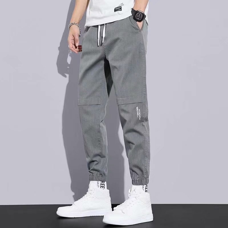 Cropped Casual Pants Men's Spring and Summer Thin Loose Tooling Pants Tight Leg Breathable Summer Harlan Pants