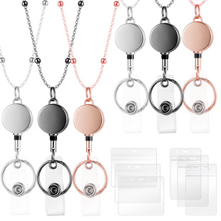 Spot Ball Chain Metal Metal Easy Pull Buckle lanyard necklace lanyard Badge Sweater necklace