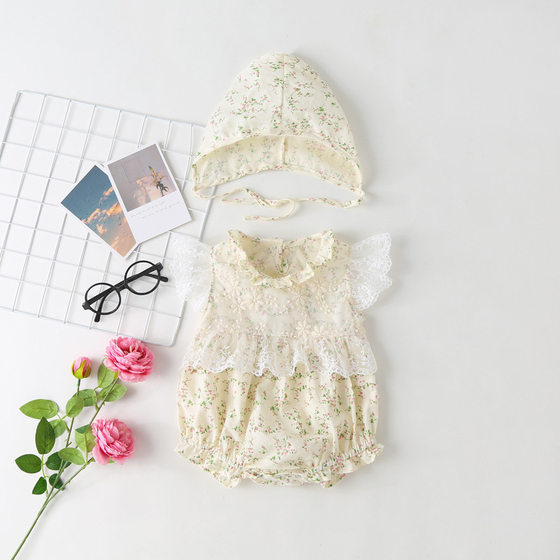 2021 Summer New Arrival Baby Girl Baby Lace Skirt Cute Baby Hare Clothes All-Body Clothes Climbing Clothes