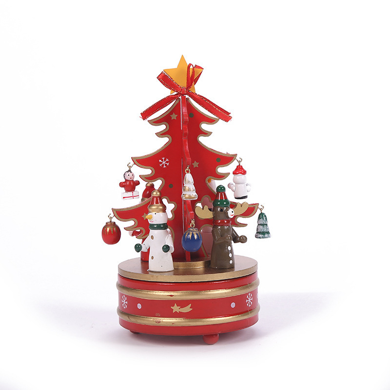 クロスボーダークリスマス装飾品クリスマスツリーオルゴール木製オルゴール置物diyショーウインドー装飾置物|undefined