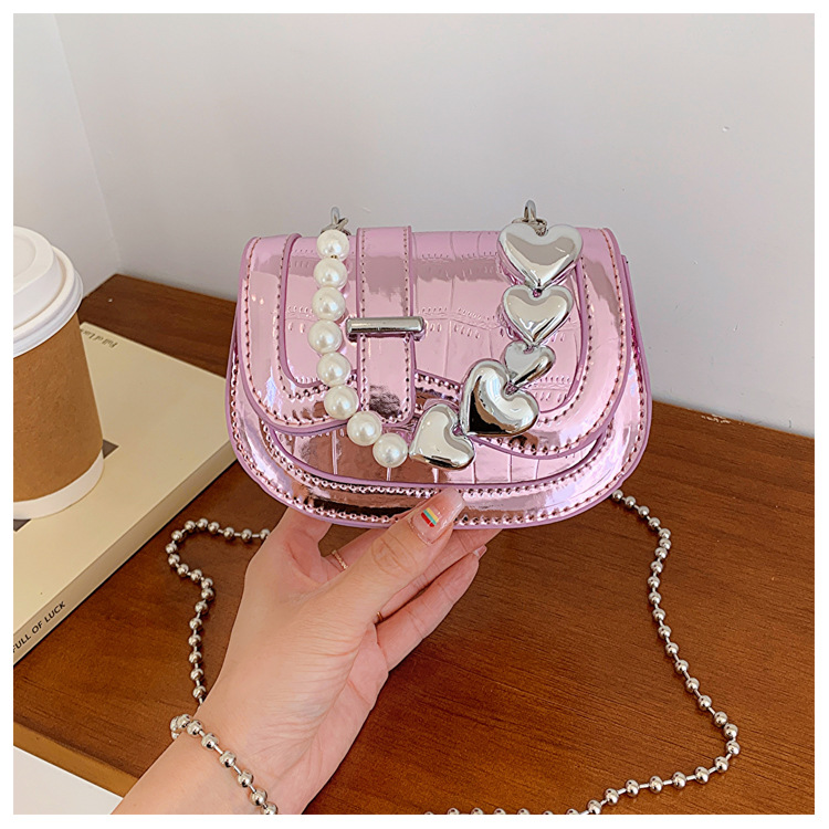 Korean Style Mini Small Bag Women's 2024 New Summer High-end Texture Oblique Bag Fashionable Bright Chain Shoulder Bag