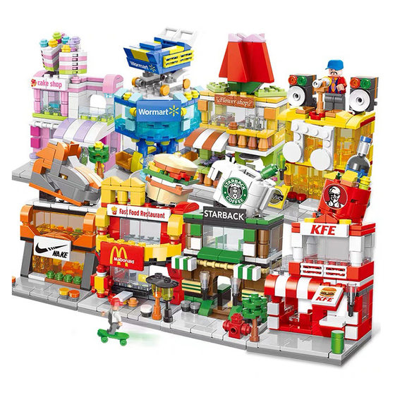 Lele brothers wholesale compatible with Lego small particles Street View building blocks Enlightenment children's toys intelligence assembly Aerospace