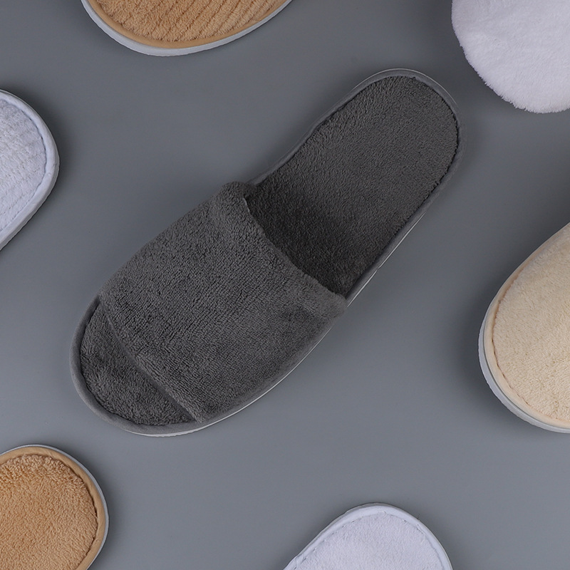 Five-star hotel home-use disposable slippers for guests coral fleece slippers wholesale winter thick bottom non-slip