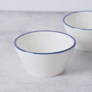 Creative V-shaped thickened ceramic bowl restaurant tableware Rice Bowl Snack small dish bowl dipping small soup bowl printed LOGO