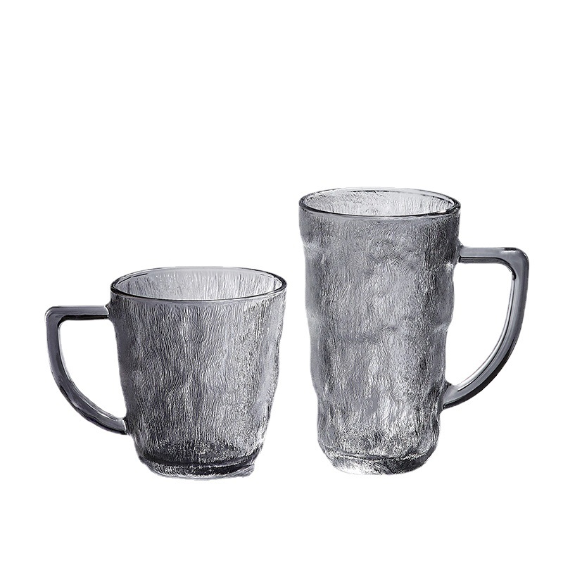 Internet-popular High-value Glacier Cup Pattern Glass Cup Household Living Room Family Cup Drinking Water Reception Tea Cup Set