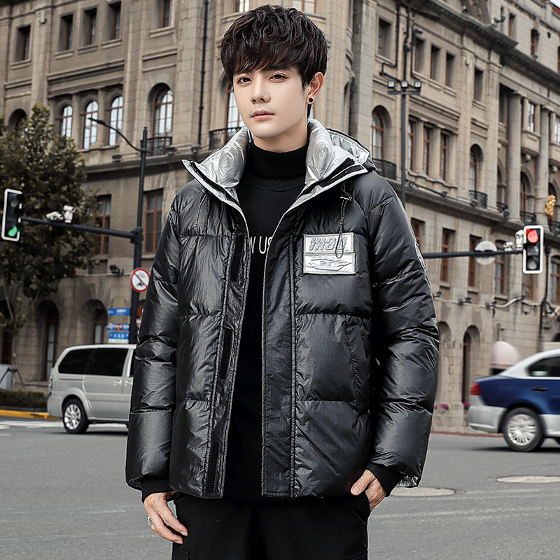 Broken size clearance young men's down jacket men's short thickened hooded winter jacket young students winter fashion