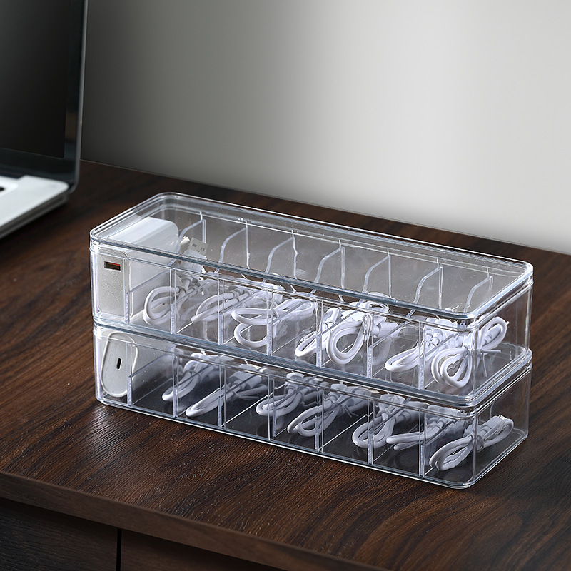 Desktop data cable storage box dustproof storage cable box hub finishing box mobile phone charging cable power line buckle
