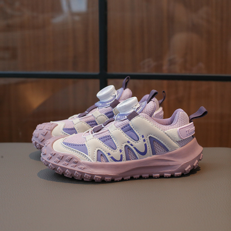 Girls' sneaker 2023 spring and autumn children's shoes rotating button autumn new little girl lightweight argan shoes