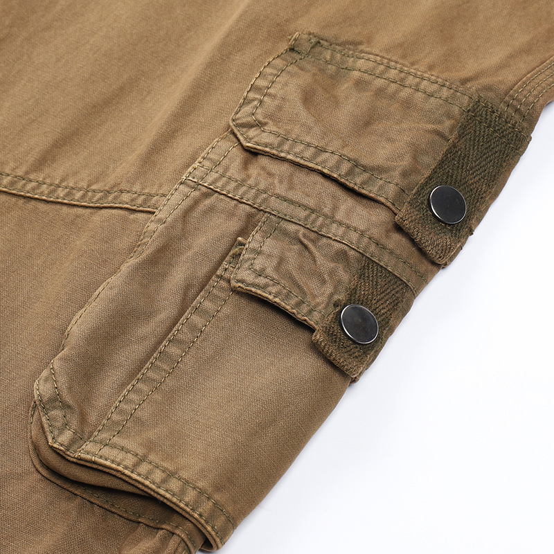 Cross-border manufacturers Amazon Supply Four Seasons cotton casual pants men's youth overalls multi-pocket straight trousers