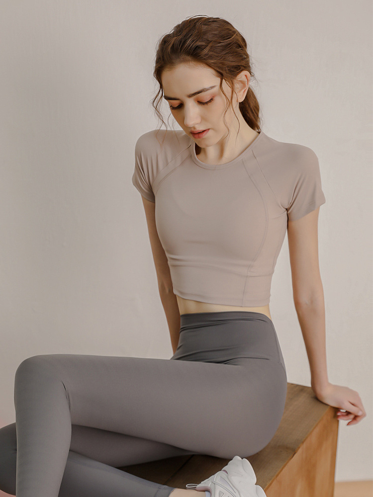 2025 New Sports Women's Short-sleeved T-shirt Quick-drying Breathable Fitness Clothes Running Tight Yoga Clothes Summer Fitness Clothes