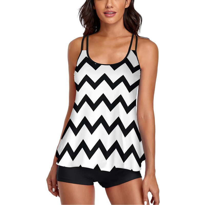 Women's 2025 Tankini Swimsuit Belly Elegant Swimsuit Two-Piece Swimsuit Swimming Vests with Boxer Shorts