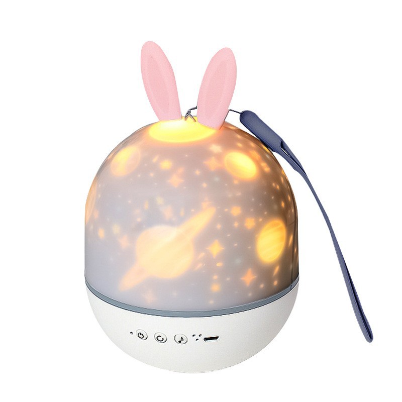 Moe rabbit starry sky projection lamp USB charging remote control music box nightlight gift Moe deer Bluetooth speaker timing light