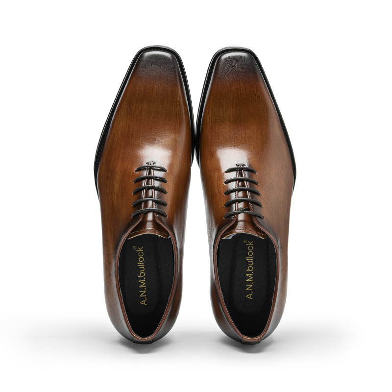 [48 hours delivery] leather shoes men's Brock business dress wholesale casual leather handmade small square head