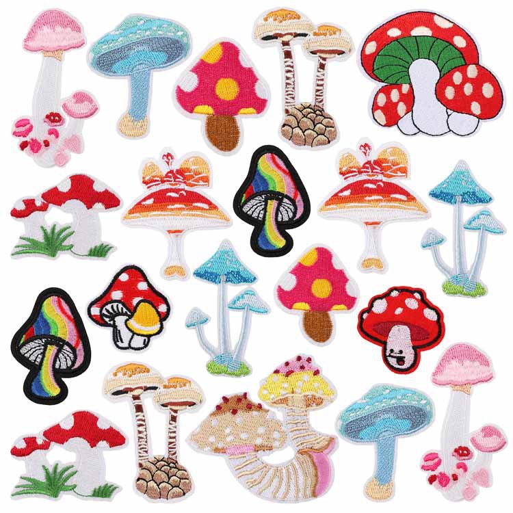 Xiao Tian Amazon Cartoon Mushroom Embroidery Cloth Sticker Mushroom Embroidery Label Clothes Patch Sticker AliExpress Embroidery Chapter Boy