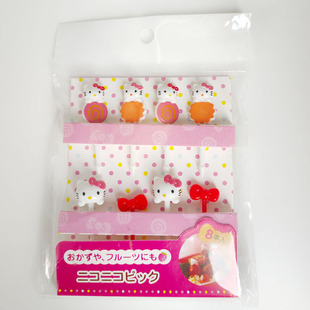 In stock! Japanese style plastic sandwich signature children cute hello kitty fruit fork 8 pieces set