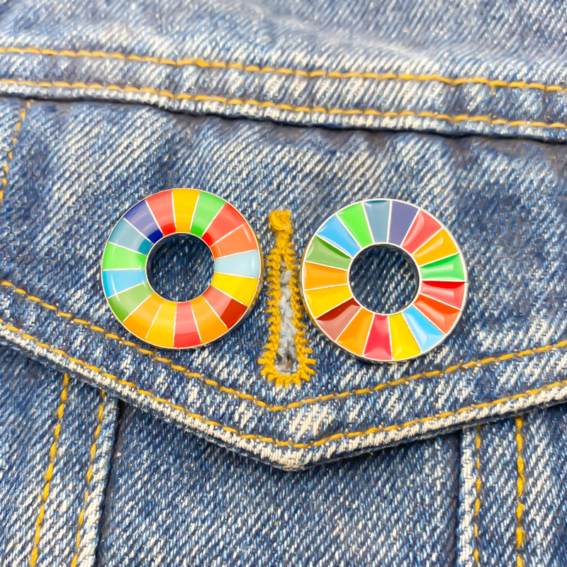 United Nations Sustainable Development Goals Brooch Geometric Metal Badge Dropping Oil Anti-running Buckle Pin Jewelry