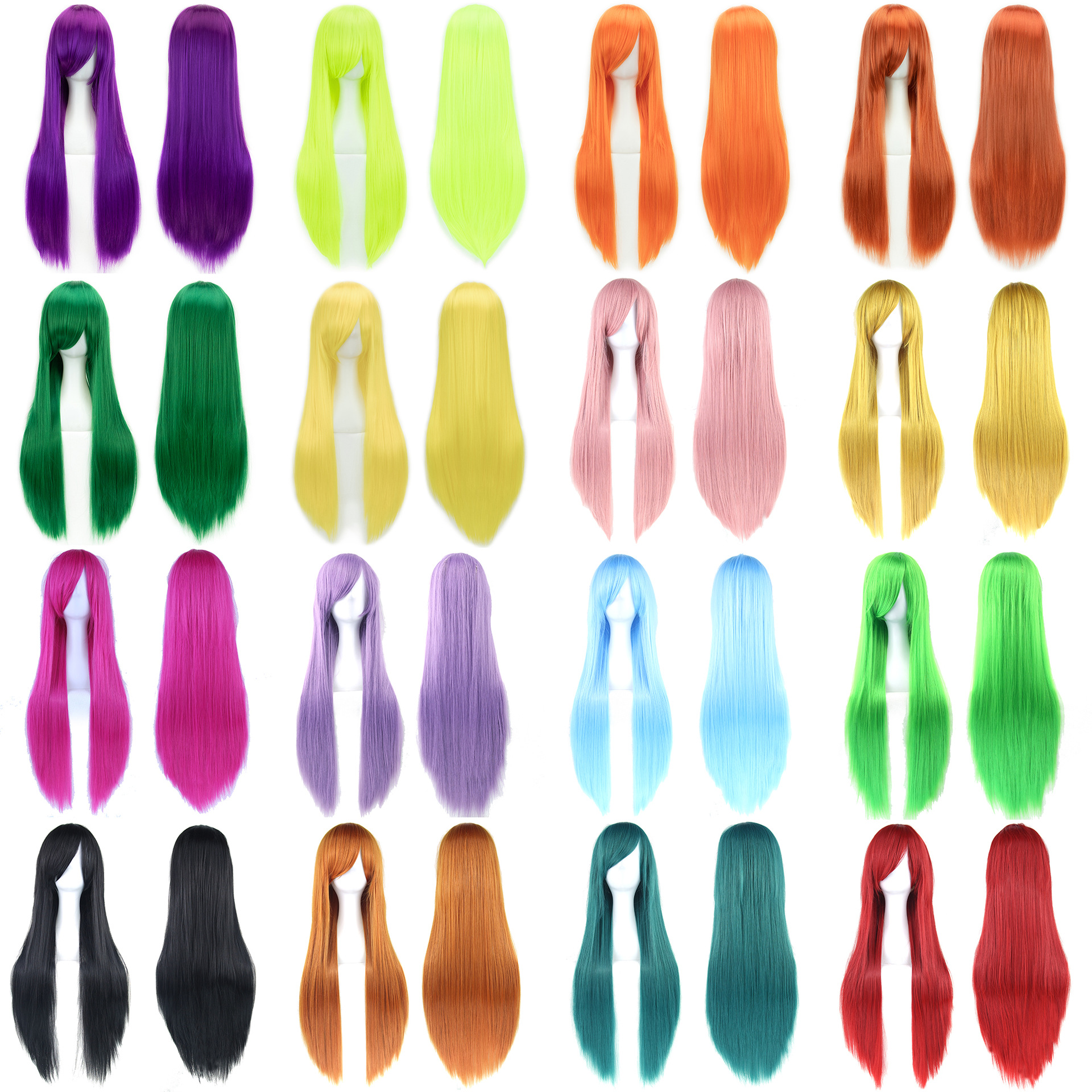 Universal cosplay wig anime cos wig color long straight hair headgear 80cm high temperature silk wig
