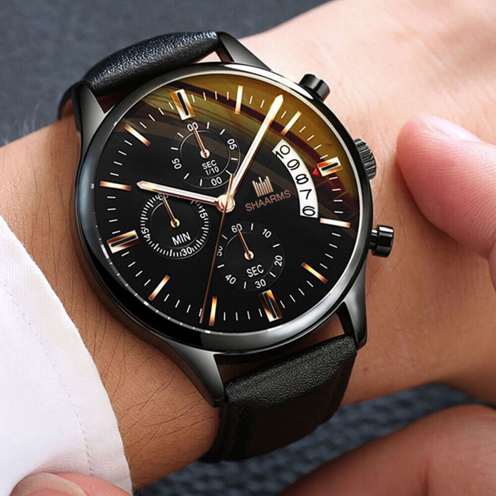 Explosive Hot Selling Korean Men's Watch Fake Three Eyes Fashion Calendar Belt Quartz Watch Men's Hair