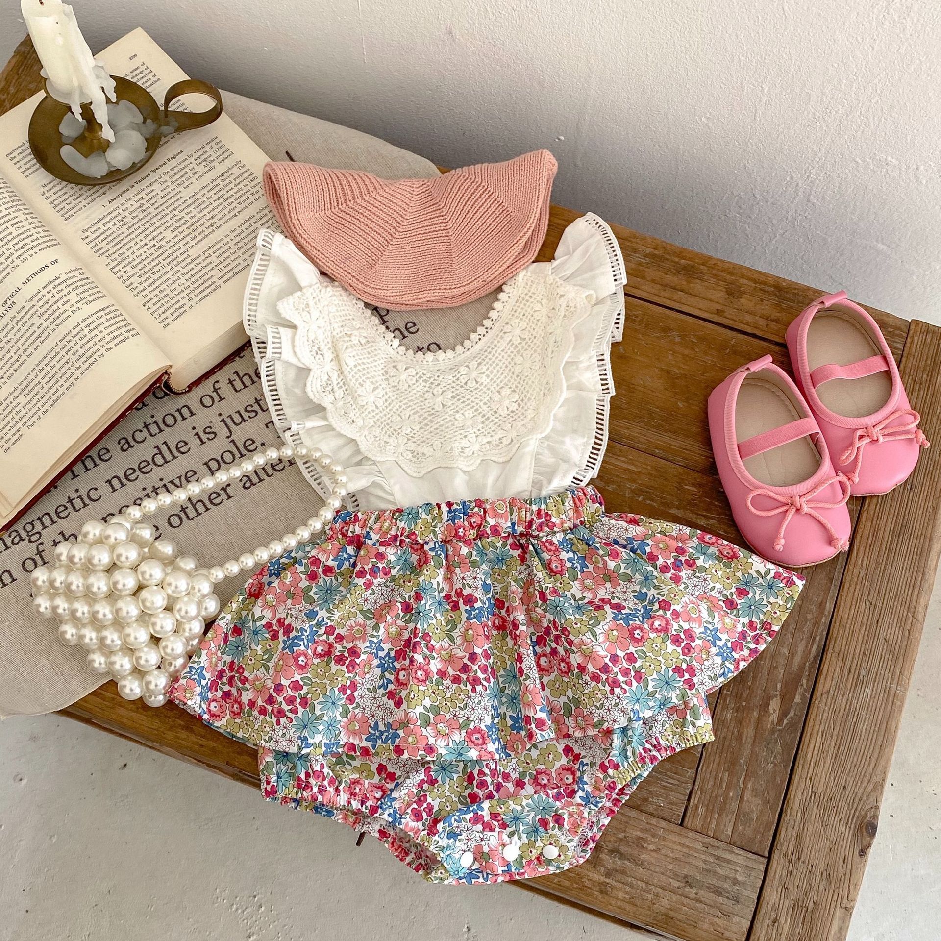 INS 2023 Summer baby girl baby flying sleeve strap fake two-piece bag fart romper jumpsuit romper