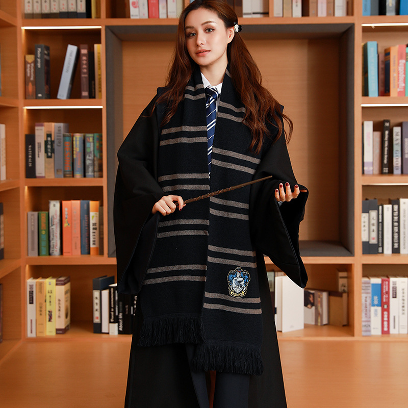Harry Potter Scarf Warm Thickened Slytherin Hogwarts Ravenclaw Gryffindor Tassel Scarf
