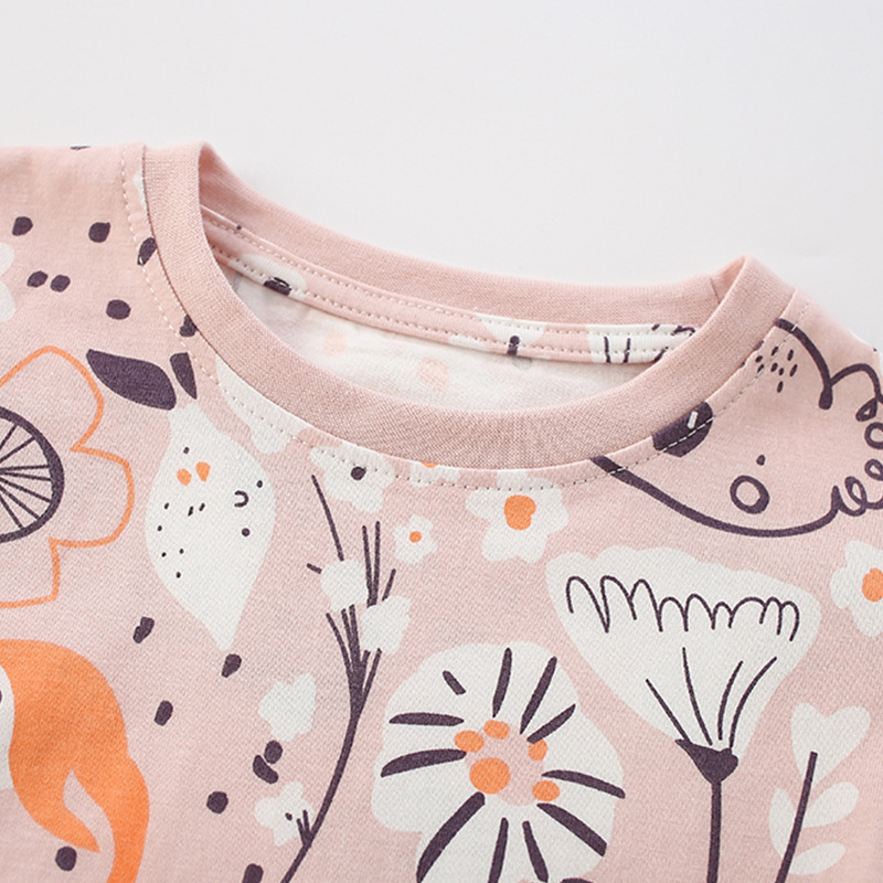 malwee children's home clothing autumn new European and American style printed crew neck elastic pants suit