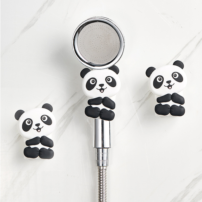 Douyin hot silicone panda shower suction cup punch-free shower bracket bathroom adsorption holder base