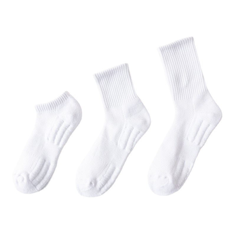 Towel bottom mesh socks men's spring and summer stockings breathable tube socks autumn and winter sports socks basketball socks white socks cross-border
