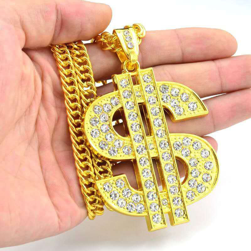 Internet Celebrity Hip-Hop Exaggerated Plastic Tuhao Big Gold Chain Men's Simulation Kuso Props Sunglasses Fake Gold Necklace Super Thick