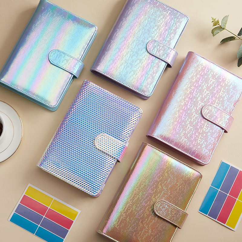 Cross-border foreign trade supply A6 laser colorful loose-leaf book cash budget system with transparent zipper bag Color Label