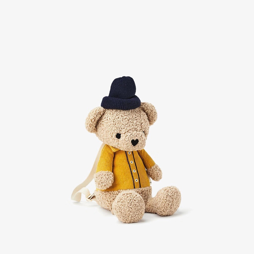 Z children's new hat bear cartoon cute plush girls' backpack fashion casual boys and girls backpack
