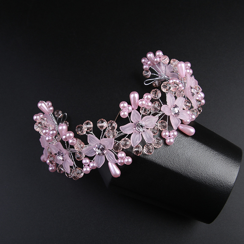 Korean-style wedding bride headdress handmade flower bride ornaments wedding hair accessories Crystal Crown manufacturers